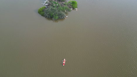 Drone-view,-rowing-toward-Manialtepec-lagoon