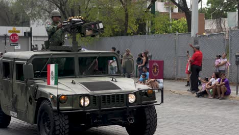 Members-of-the-Mexican-Armed-Forces-in-the-September-16th,-2023-military-parade-at-Monterrey-Nuevo-León