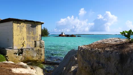 Static-shot-of-a-shipwreck-near-Georgetown-on-Exuma-in-the-Bahamas