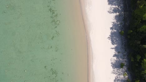Shallow-coastline-of-Lake-Michigan,-aerial-top-down-view