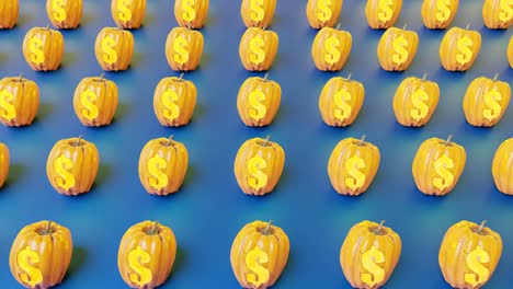 Pumpkin-decoration-pattern-with-money-sign-on-blue-background