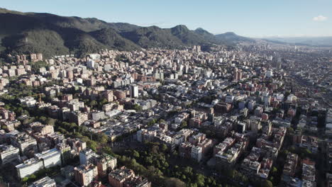 An-aerial-shot-of-the-beautiful-cityscape-of-Bogota-City,-Colombia