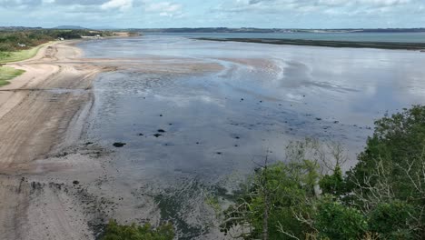 Drone-Static-of-Woodstown-Beach-at-low-tide-on-Waterford-Estuary-on-a-sunny-autumn-day