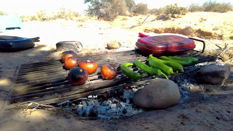 grilled-lamb-chops-barbecued-over-embers-in-the-middle-of-the-desert-in-bivouac