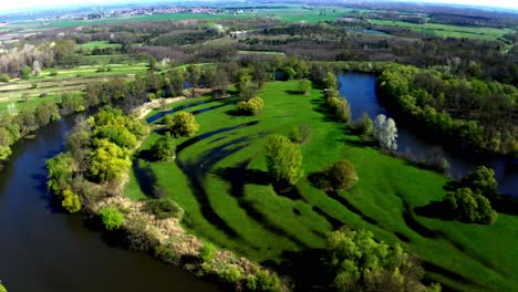 Panoramic-Aerial-View-Of-Nature-Park-Over-March-Thaya-Auen-Protected-Area-In-Weinviertel,-Austria