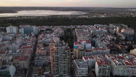 City-Buildings-at-sunset-Aerial-View