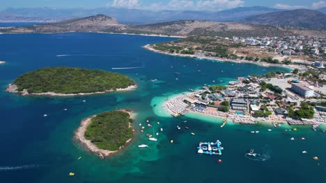 Ksamil-Islands-Paradise:-Green-Rocky-Isles,-White-Sand-Beaches,-and-Azure-Seas-of-This-Ultimate-Summer-Vacation-Destination