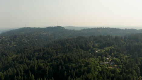 Aerial-shot-over-Forest-park-Portland-Oregon
