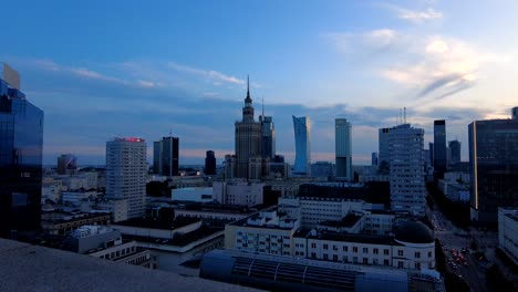 Warschau,-Hotel-Warschau,-Finanzviertel,-Zeitraffer,-Stadtzentrum,-Schön,-Kulturpalast,-Polen,-Kino,-Dokumentarfilm