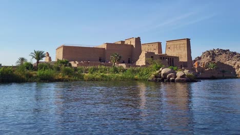 Temple-of-Philae-exterior-panoramic-from-the-Nile-river-at-dawn
