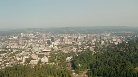 Aerial-slider-shot-of-Portland-Oregon-from-Forest-park
