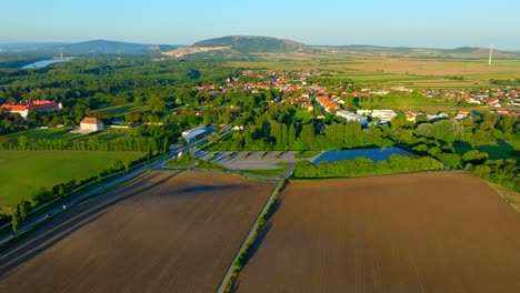 Aerial-View-Of-Agricultural-Field-Near-The-Petronell-Carnuntum-In-Lower-Austria