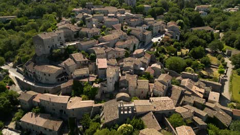 Balazuc-Ardeche-Fench-Village-Aerial-River-South-France-Aerial-View-Summer