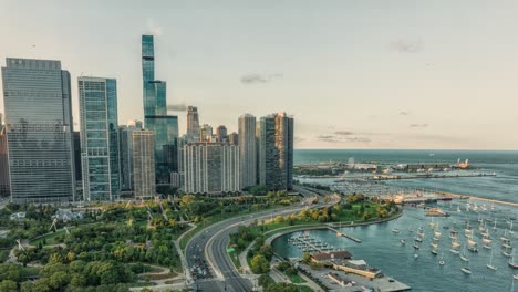 Chicago-Lake-Shore-Drive-and-Millennium-Park-aerial-view