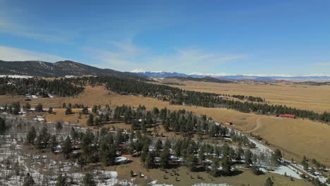 Hartsel-Colorado-Aerial-Forward-Pan-Sunny-Afternoon-Spring-Winter-Snow-30fps