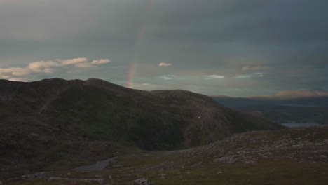 Rainbow-Over-Grytetippen-Peak-In-Senja,-Fjordgard,-Norway