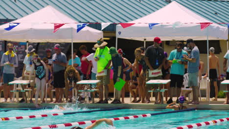 Young-Girl-Swimmers-Competing-At-The-Summer-Swim-Meet-In-Siloam-Springs,-Arkansas,-USA
