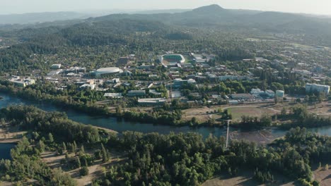 An-establishing-shot-of-the-Willamette-River-and-the-University-of-Oregon-campus