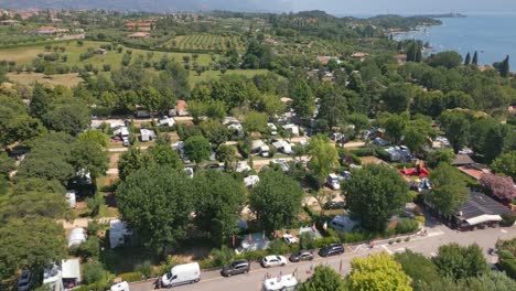 Aerial-Shot-of-Camping-Europa-Silvella-Near-Lake-Garda,-Italy