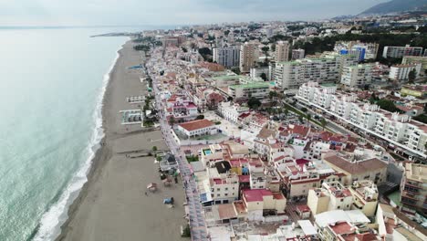 Aerial-view-of-resort-at-La-Carihuela-Beach,-Spain
