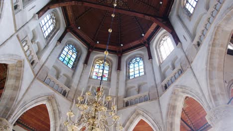 Interior-walls-with-stained-glass-windows-inside-Laurenskerk,-Rotterdam,-The-Netherlands