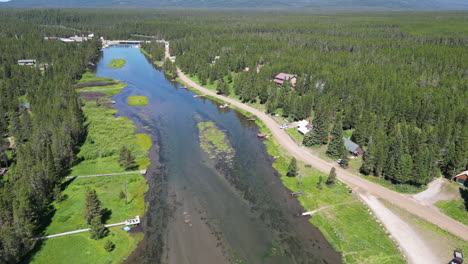 Aerial-View-of-Fresh-Water-River-with-Water-so-Clear-You-Can-See-the-River-Floor