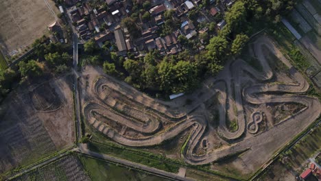 aerial-view,-Sultan-Agung-motocross-circuit-in-the-afternoon