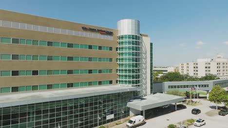 An-aerial-view-of-HCA-Houston-Healthcare-Heart-Hospital-Clear-Lake-on-a-clear-sunny-day-in-Webster-Texas