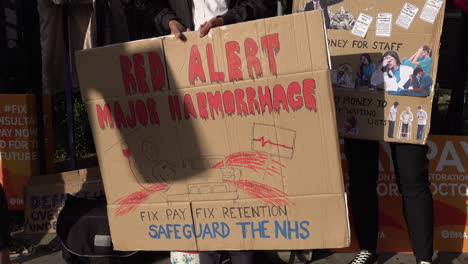 A-protestor-holds-a-placard-that-reads,-“Red-alert,-major-haemorrhage