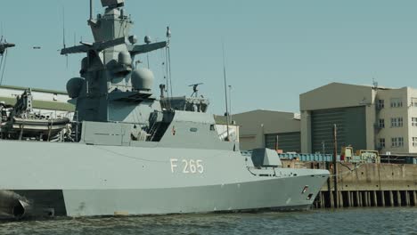 German-battleship-Köln-docked-for-maintenance-in-Hamburg-Germany
