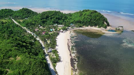 Panoramic-Aerial-View-Of-Twin-Rock-Beach-Resort-In-Igang,-Virac,-Catanduanes,-Philippines