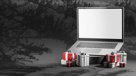 3d-animation-of-new-modern-laptop-black-screen-on-gift-boxes-for-e-commerce-online-retail-store-hi-tech