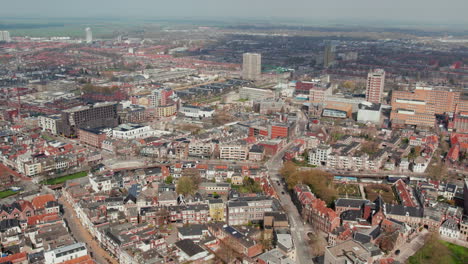 Panoramic-View-Of-The-City-Of-Groningen-In-The-Netherlands---drone-shot