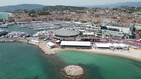 Puerto-De-Cannes-Francia-Panorámica-Drone,antena