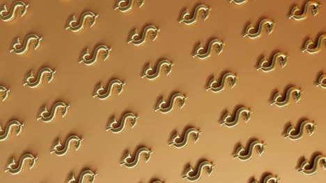Gold-USD-Dollar-Logo-In-3D-Rendering-Loop-Animation,-Goldener-Hintergrund