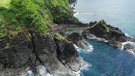 Rugged-Cliffs-And-Seascape-In-Baras,-Catanduanes,-Philippines---aerial-drone-shot