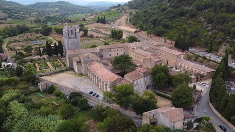 Medieval-Abbey-in-the-South-of-France-|-Rising-Aerial