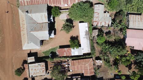 Traditional-African-house-at-Loitokitok,-Kenya,-aerial-top-down