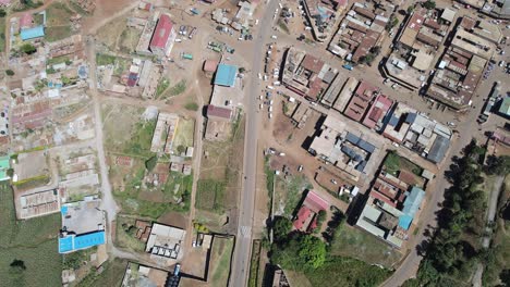 Dense-architecture-of-developing-Loitokitok-town,-Kenya,-aerial-top-down