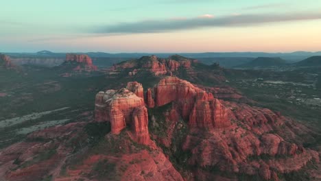 Famous-Cathedral-Rock-In-Sedona,-Arizona---aerial-drone-shot