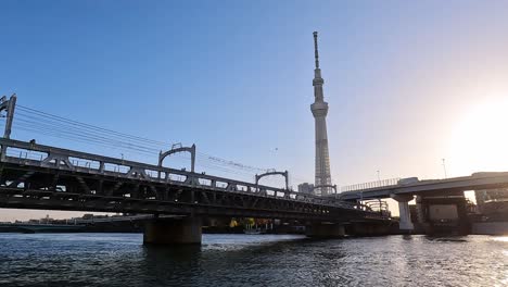 Tokyo-Skytree-cityscape-with-beautiful-blue-sky-day-and-Sumida