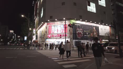 Toma-Estática-Del-Animado-Centro-Comercial-De-Akihabara-Por-La-Noche,-Tokio,-Japón