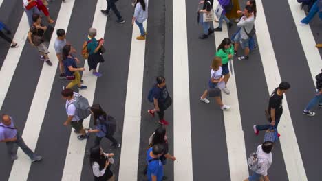 Tokyo's-Legendary-Zebra-Crossing-in-Action,-Slow-motion-clip-of-people-crossing-the-road-at-the-zebra-crossing