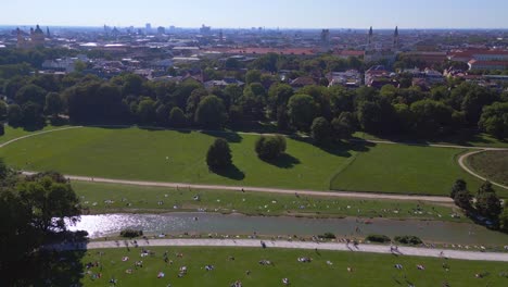 Best-aerial-top-view-flight-schwabinger-creek
English-Garden-Munich-Germany-Bavarian,-summer-sunny-blue-sky-day-23