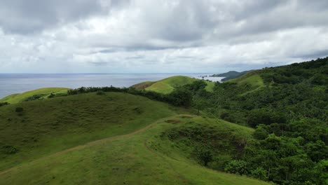 Scenic-View-Of-Rolling-Hills-In-Baras,-Catanduanes,-Philippines---aerial-drone-shot