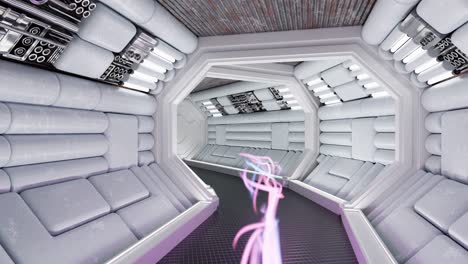 Motion-Graphics-3D-illustration-Inside-Futuristic-Spaceship-Hallway-Tunnel