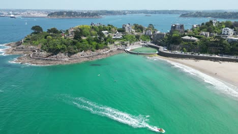 Dinard--France-seafront-with-large-houses-drone,aerial