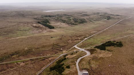 Drone-shot-of-moorland-track-roads-on-the-Outer-Hebrides-of-Scotland