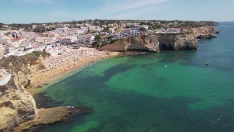 Panoramic-view-of-Carvoeiro-Beach-and-townscape