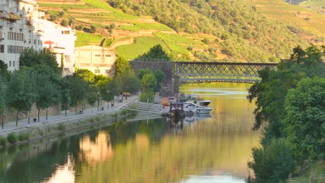 Pinhao-bridge-next-to-the-Douro-river-in-Portugal,-located-in-the-famopus-port-wine-regions